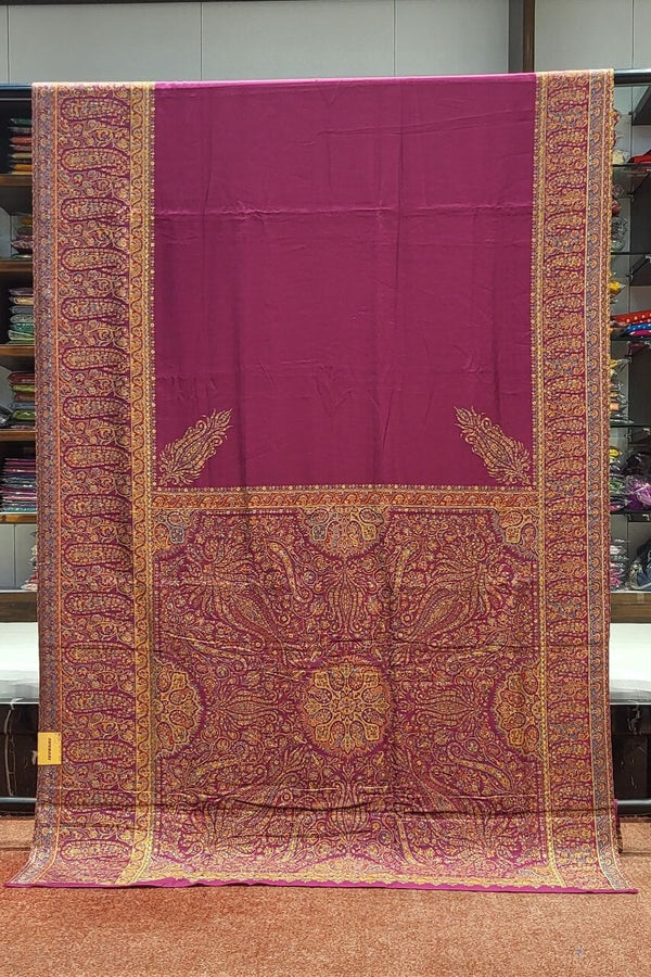Pure Kani Silk Saree In Magenta Color