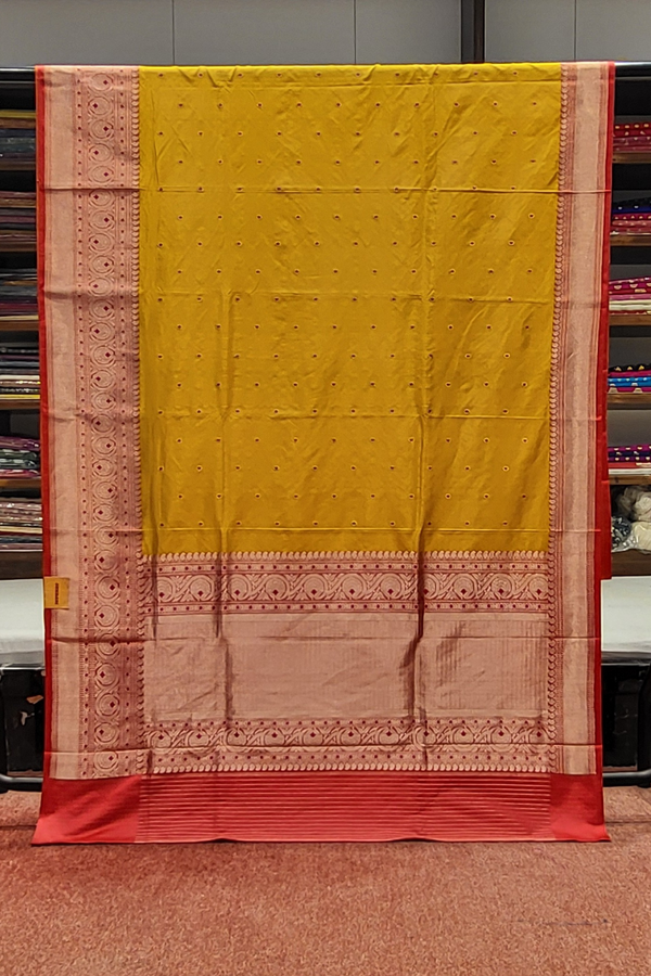 Pure Katan Silk Saree In Yellow