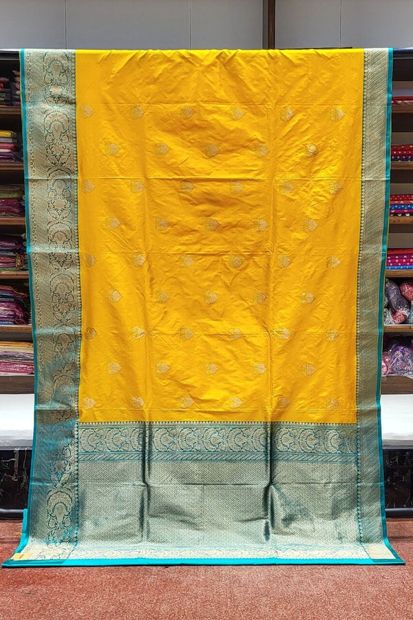 Yellow Katan Silk Saree For Haldi Ceremony