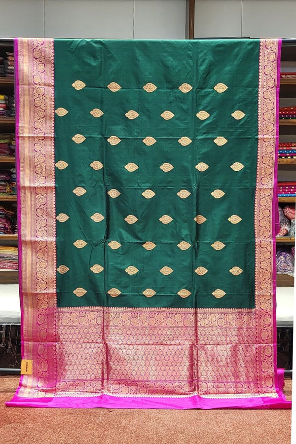 Pure Katan Silk Saree With Contrast Border