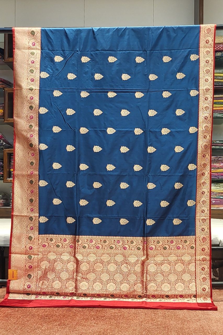 Banarasi Katan Silk Saree with Contrast Blouse