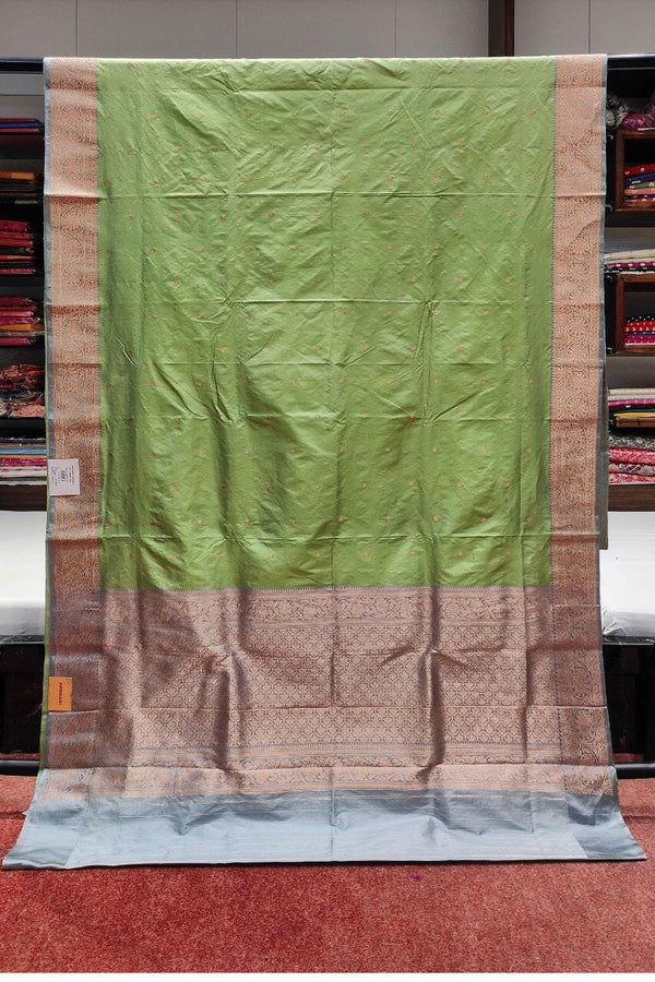 Pure Katan Silk Saree With Golden Booti
