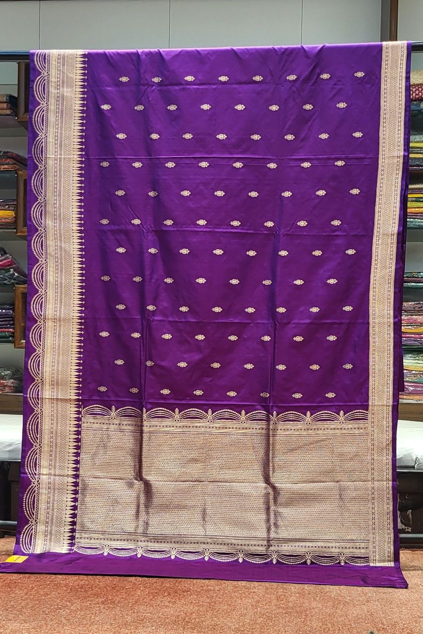 Banarasi Katan Silk Saree for Bride in Purple