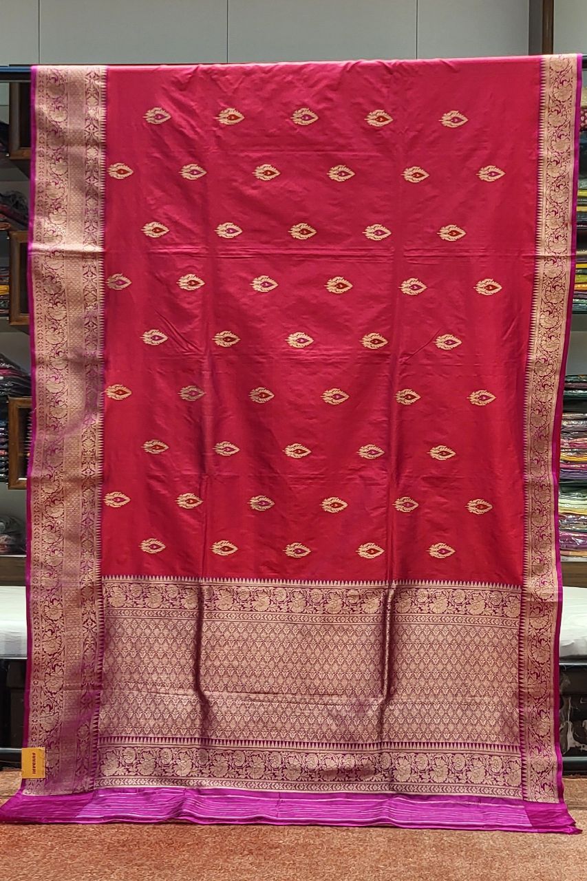 Wedding Katan Silk Saree in Red Colour