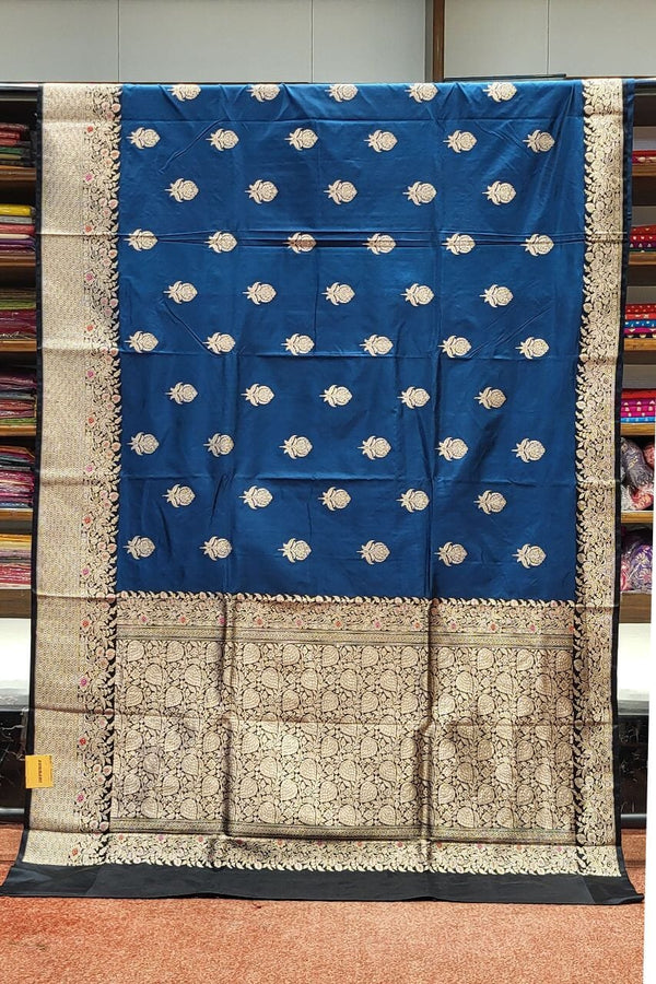 Wedding Katan Silk Saree in Blue Colour