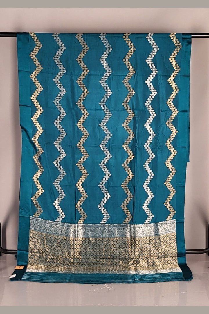 Pure Katan Silk Saree with Zig Zag Work