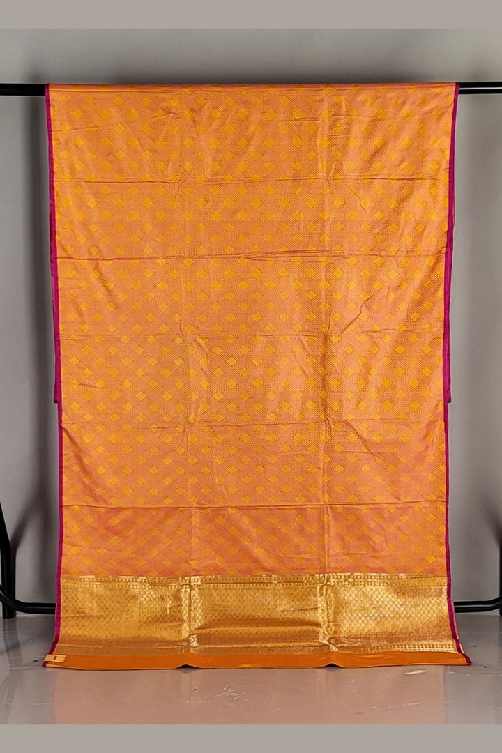 Pure Katan Silk Saree In Shaded Peach Colour