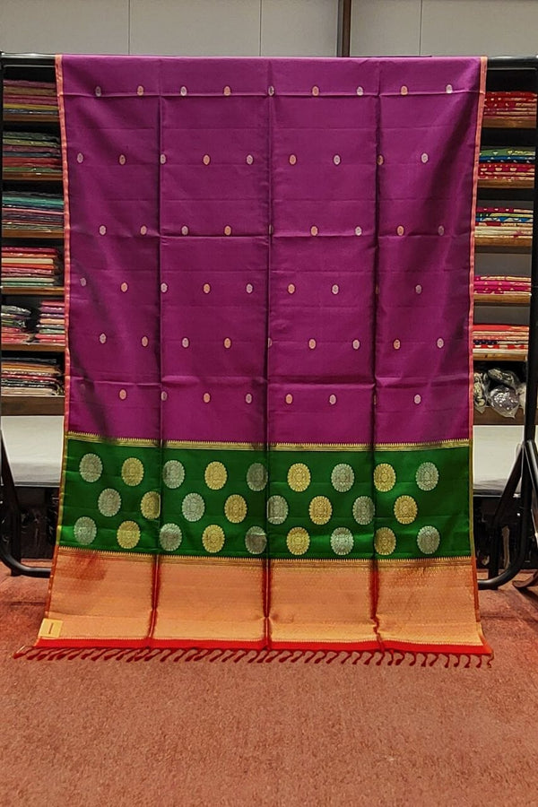 Pure Malai Silk Saree In Magenta