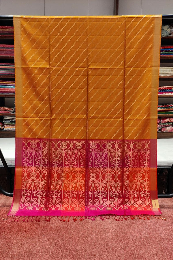 Pure Malai Silk Saree In Mustard Color