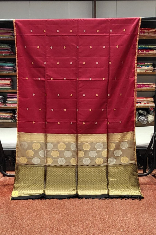 Pure Malai Silk Saree in Maroon