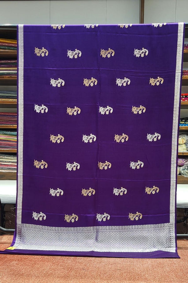 Mashru Silk Saree In Purple For Wedding Party