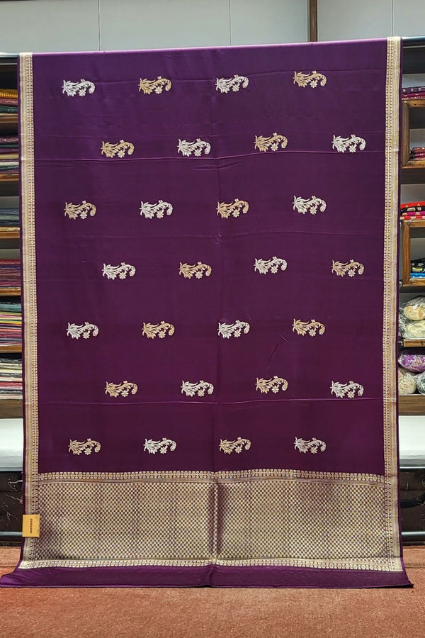 Mashru Silk Saree With Handwoven Resham Work