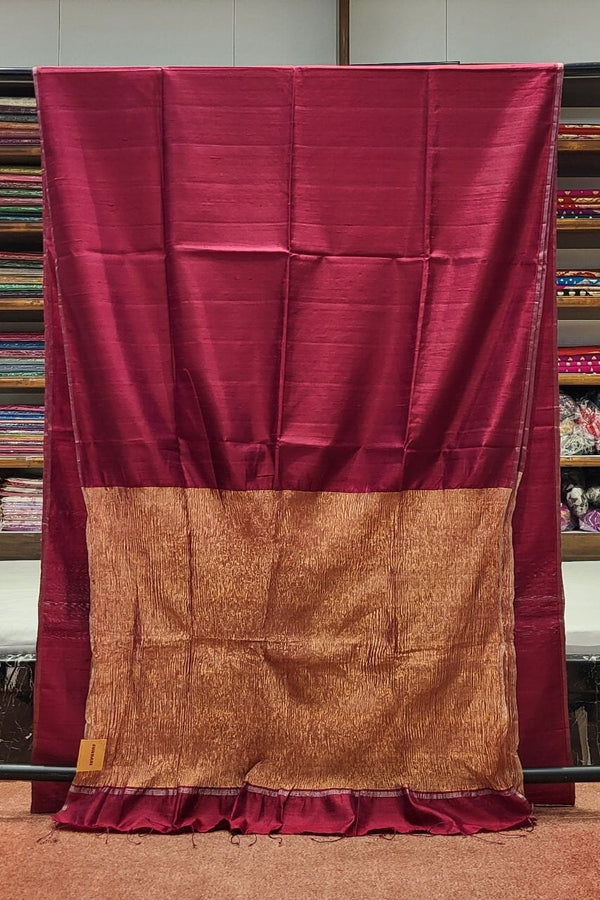 Matka Silk Saree With Crushed Pallu