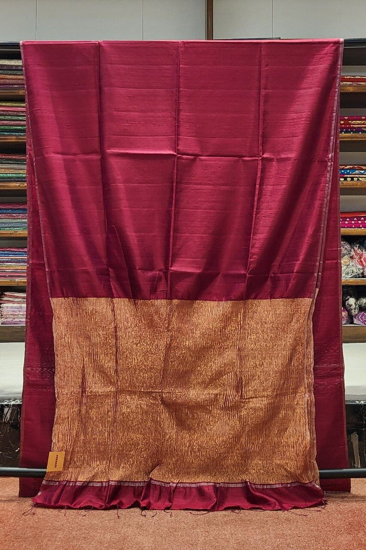 Matka Silk Saree With Crushed Pallu