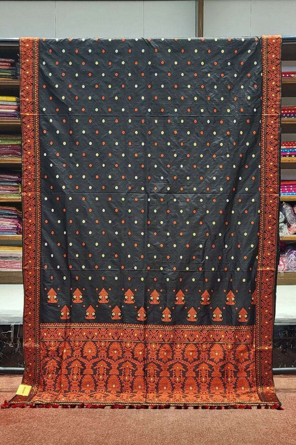 Assamese Silk Saree Pure Muga Black Colour