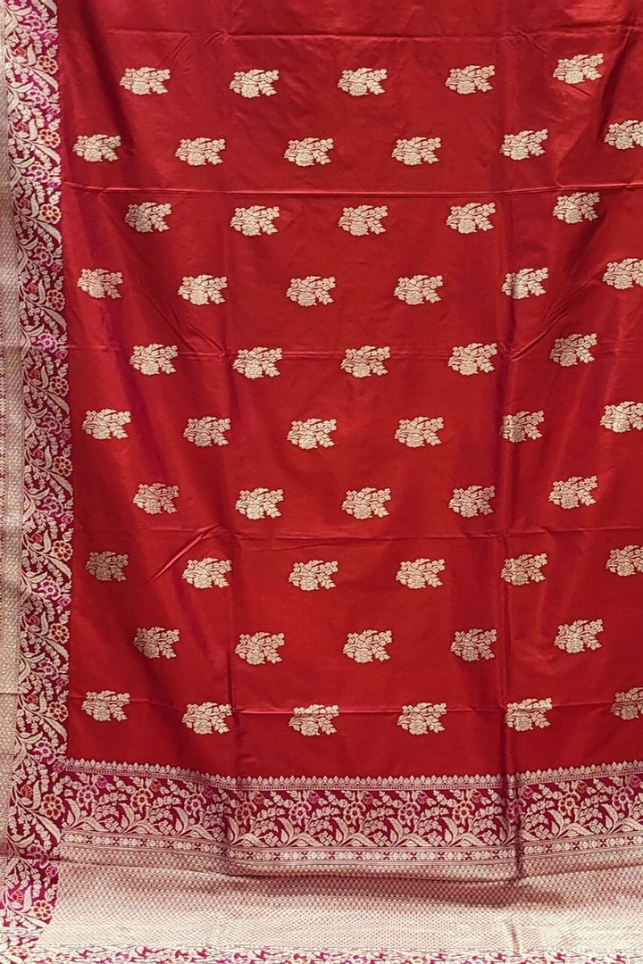 Pure Red  Katan Silk Saree for Brides