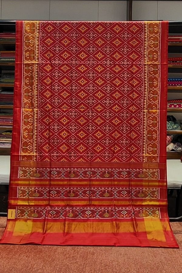 Gujrati Patola Silk Saree in Red Colour