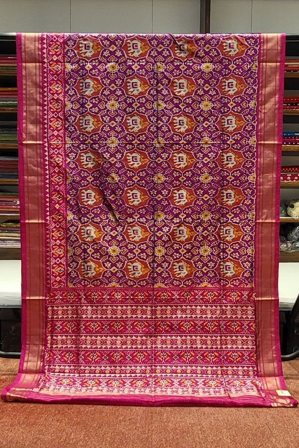 Ikkat Patola Silk Saree with Dual Border