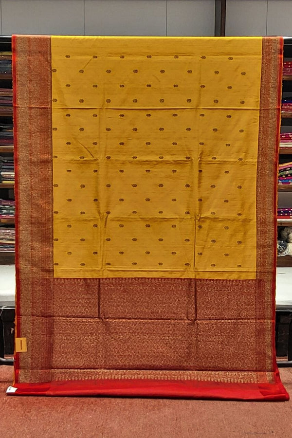 Pure Tussar Silk Saree In Mustard
