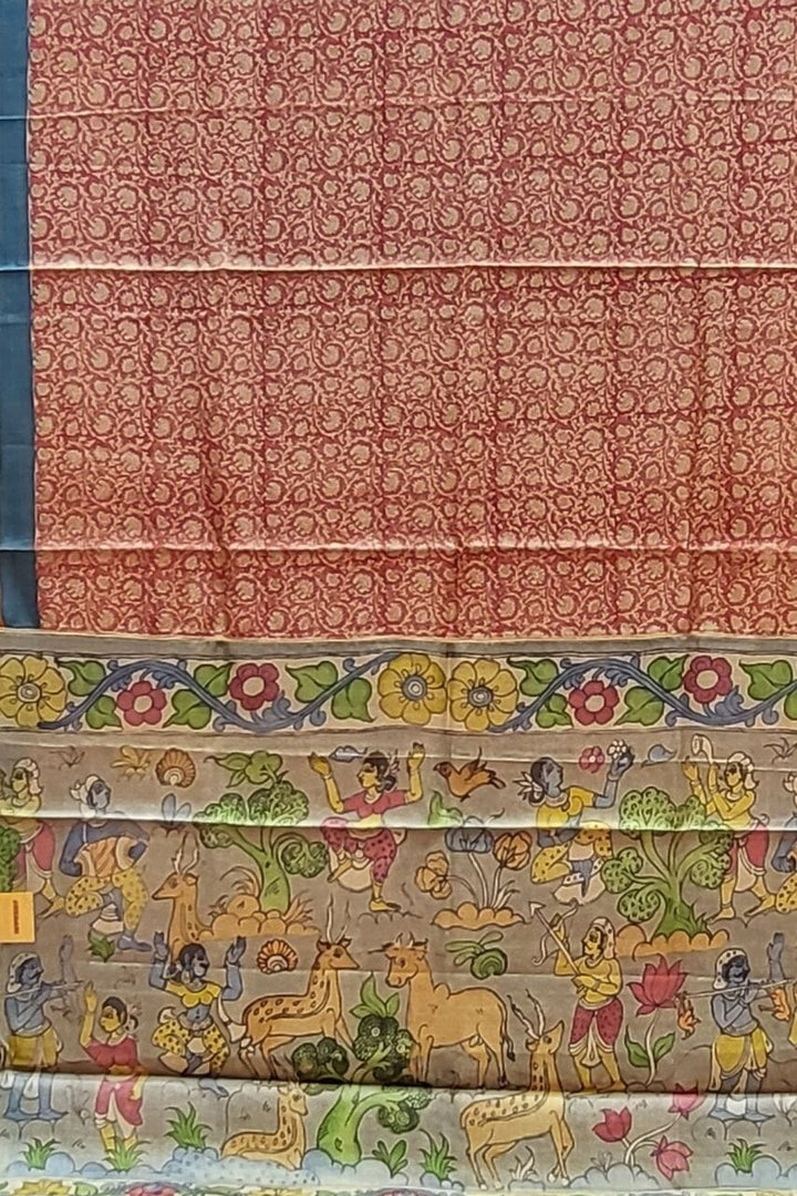 Pure Tussar Kalamkari Saree
