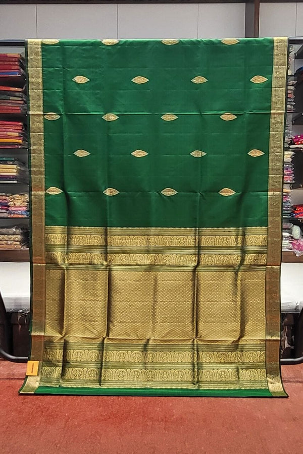 Pure Uppada Silk Saree in Dark Green For Eid