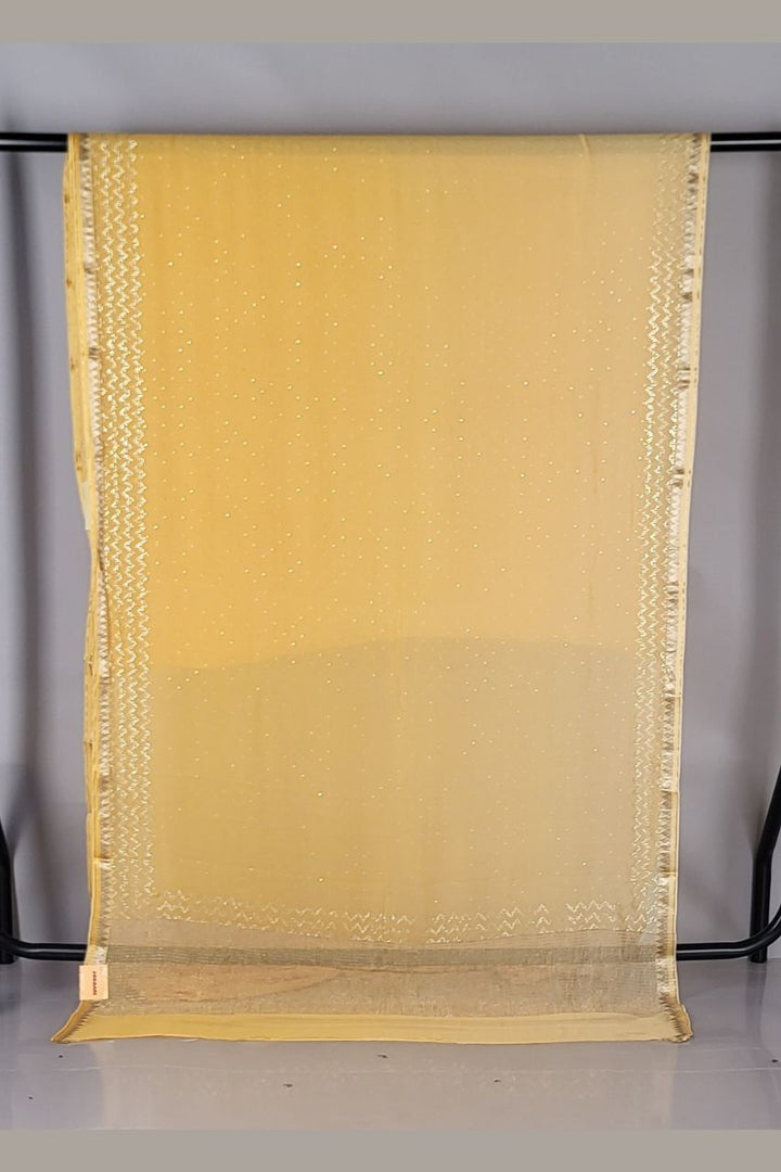 Pure Chiffon Saree with Golden Lace Border