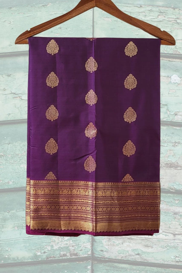 Paan Buta Kanjivaram Silk Saree In Purple