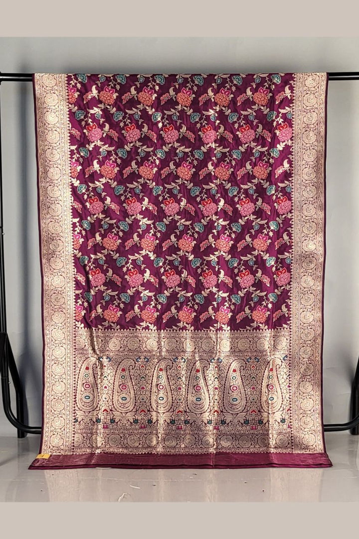 Pure Katan Silk Saree with Minakari Work