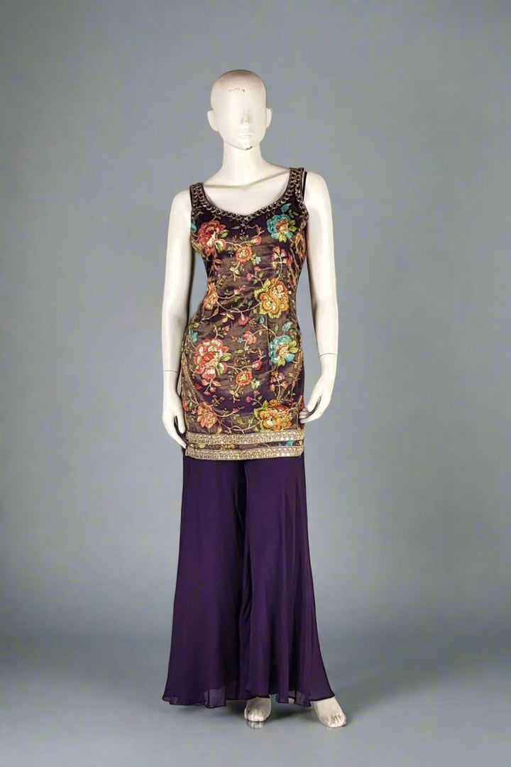 Purple Palazzo Suit Set with Dupatta