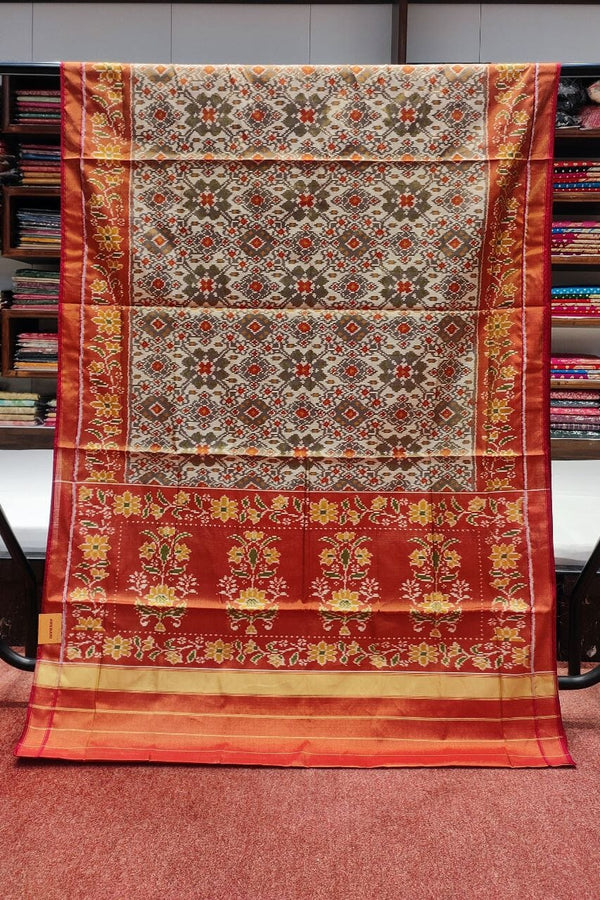 Rajkot Patola Silk Saree With Contrast Border
