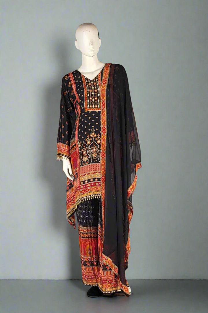 Rakhi Gift Salwar Suit Set in Black Crepe Silk
