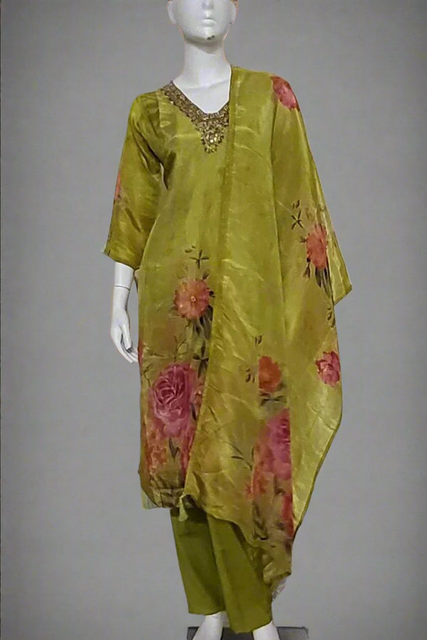Ready-Made Salwar Suit with Organza Dupatta