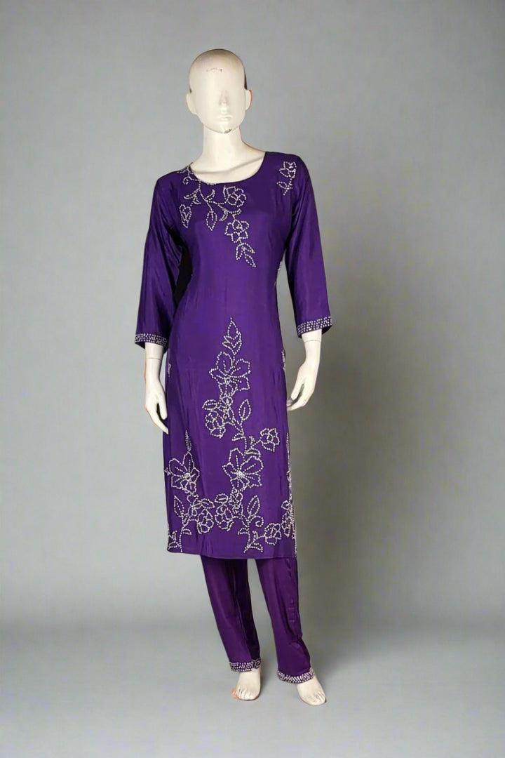 Purple embroidered outfit for Rakhi Gift