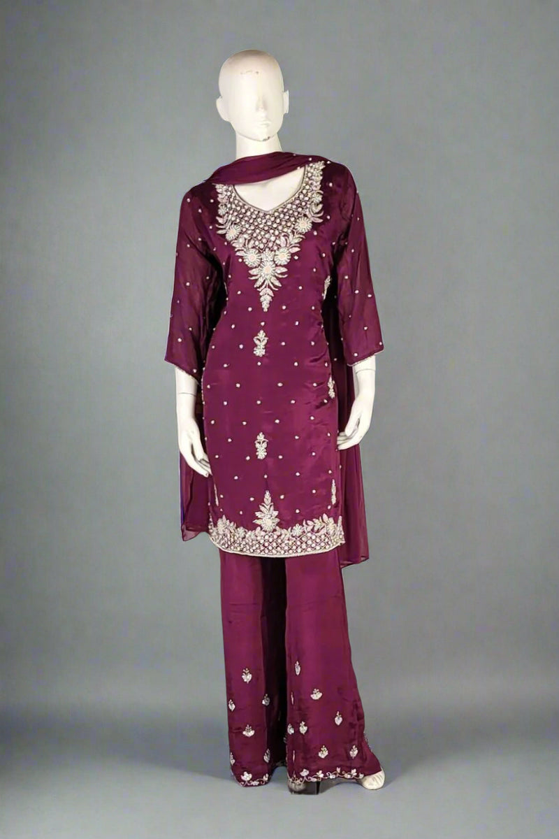 Ready-Made Palazzo Suit with Heavy Embellishment
