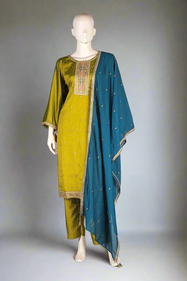 Ready-Made Salwar Suit With Contrast Dupatta