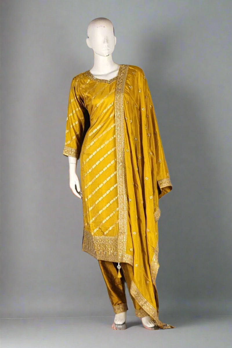 Ready-Made Silk Salwar Suit with Dupatta