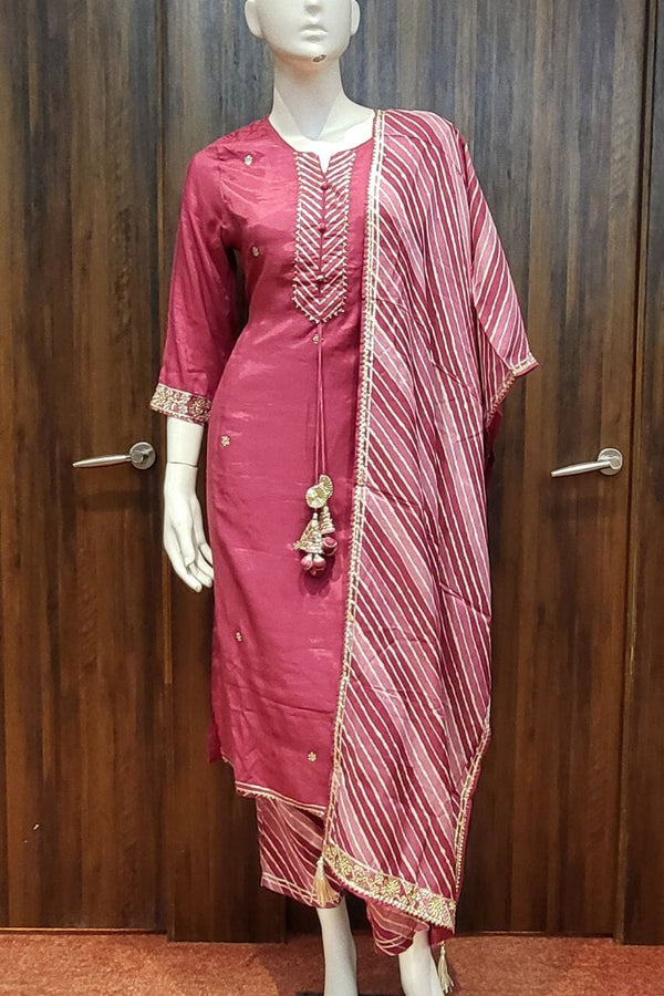 Plain Salwar Suit with Leheriya Dupatta