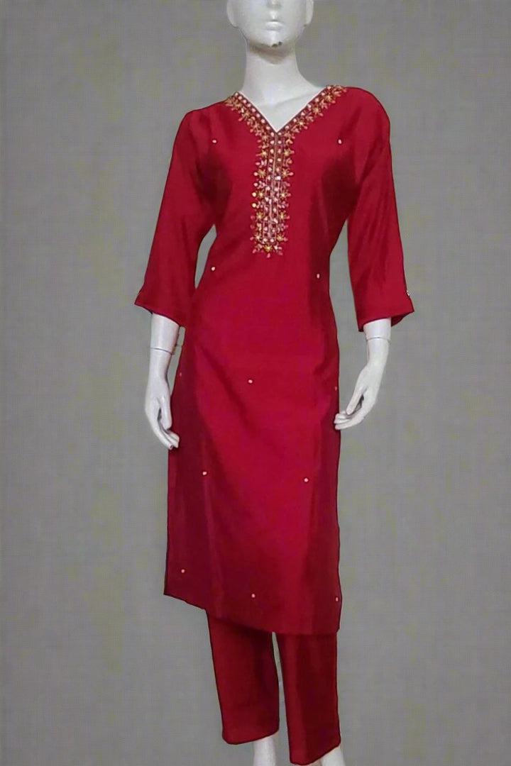 Red Salwar Suit with Organza Dupatta