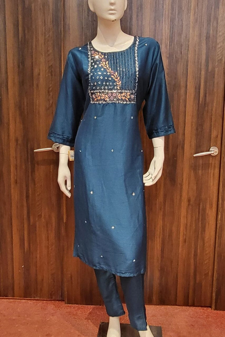 Plain Ready Made Suit with Printed Duaptta