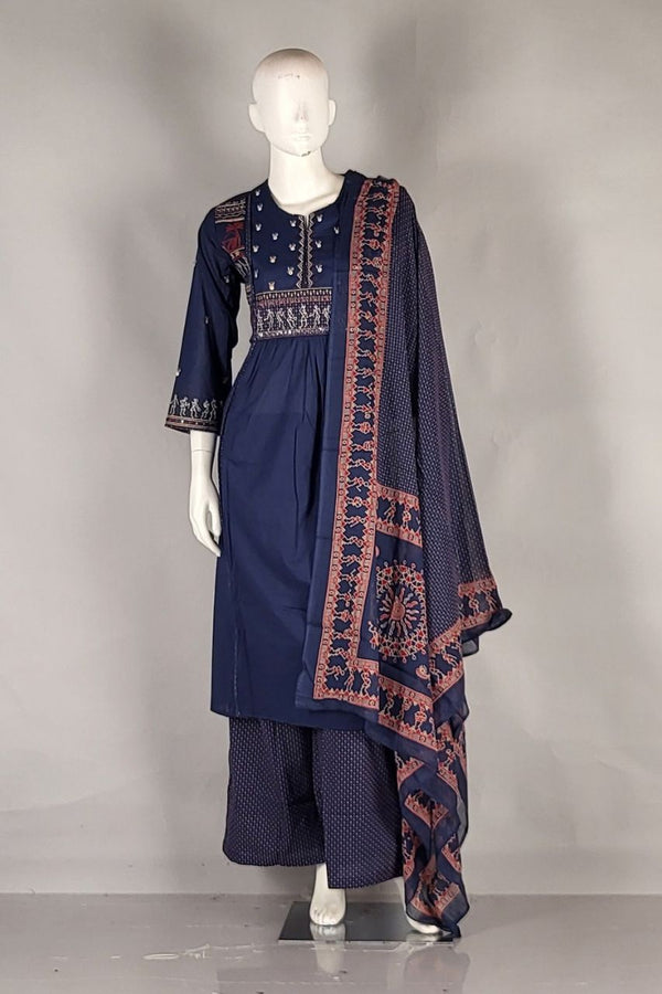 Ready made Slawar Kameez Set in Navy Blue Colour