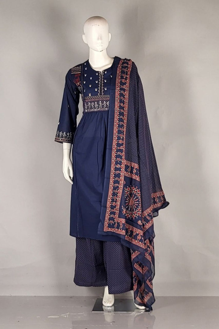 Ready made Slawar Kameez Set in Navy Blue Colour