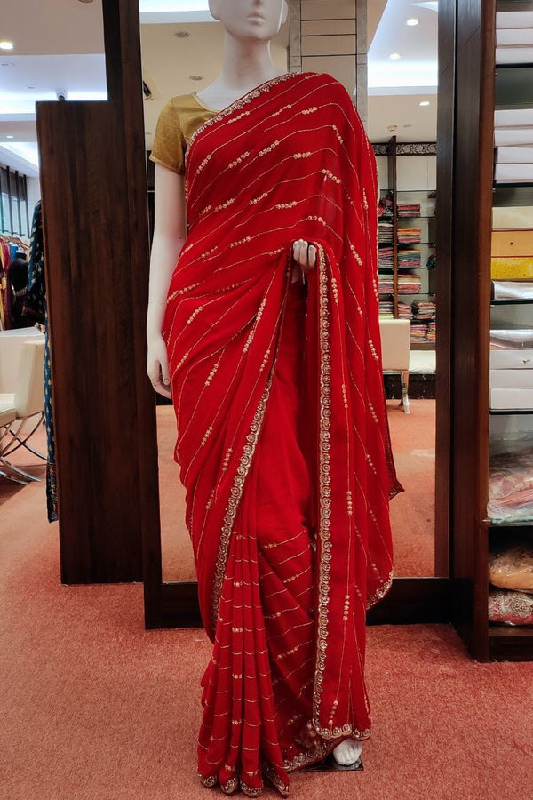  Red Saree In Chinon