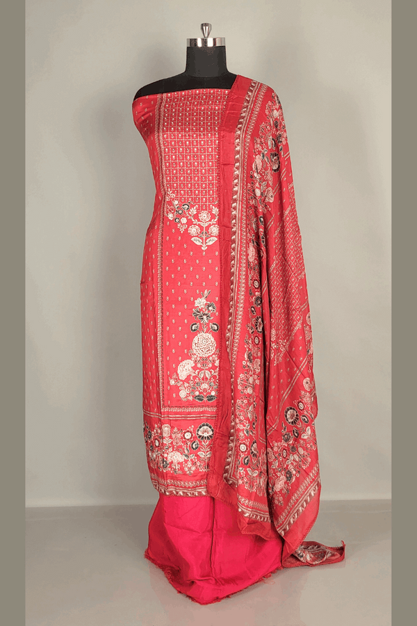 Salwar Suit Piece with Floral Prints and Dupatta