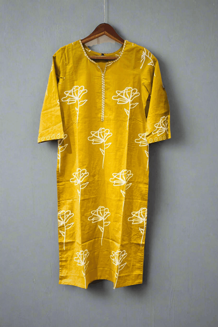 Salwar Suit with Pant Style Bottom in Cotton