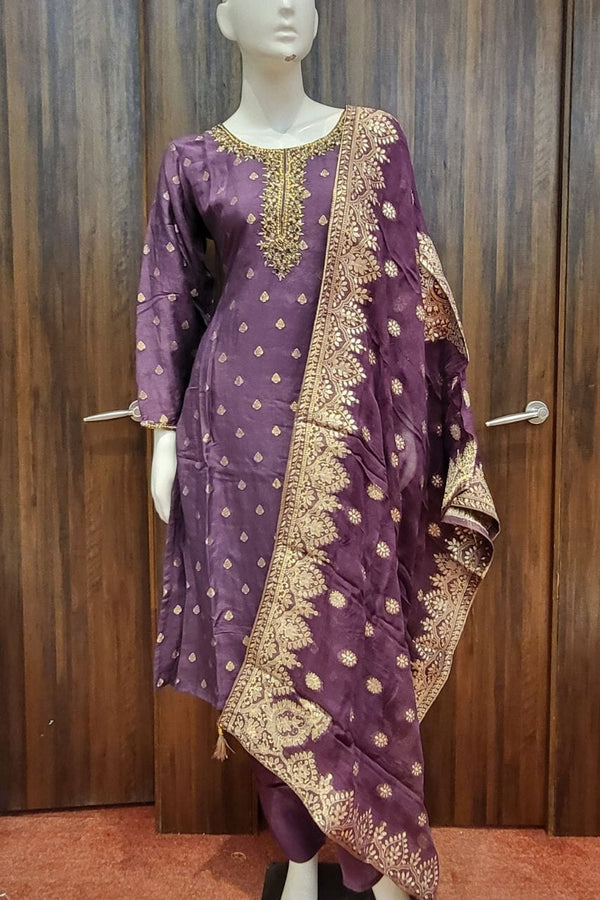 Salwar Kameez with Heavy Dupatta Mauve Color
