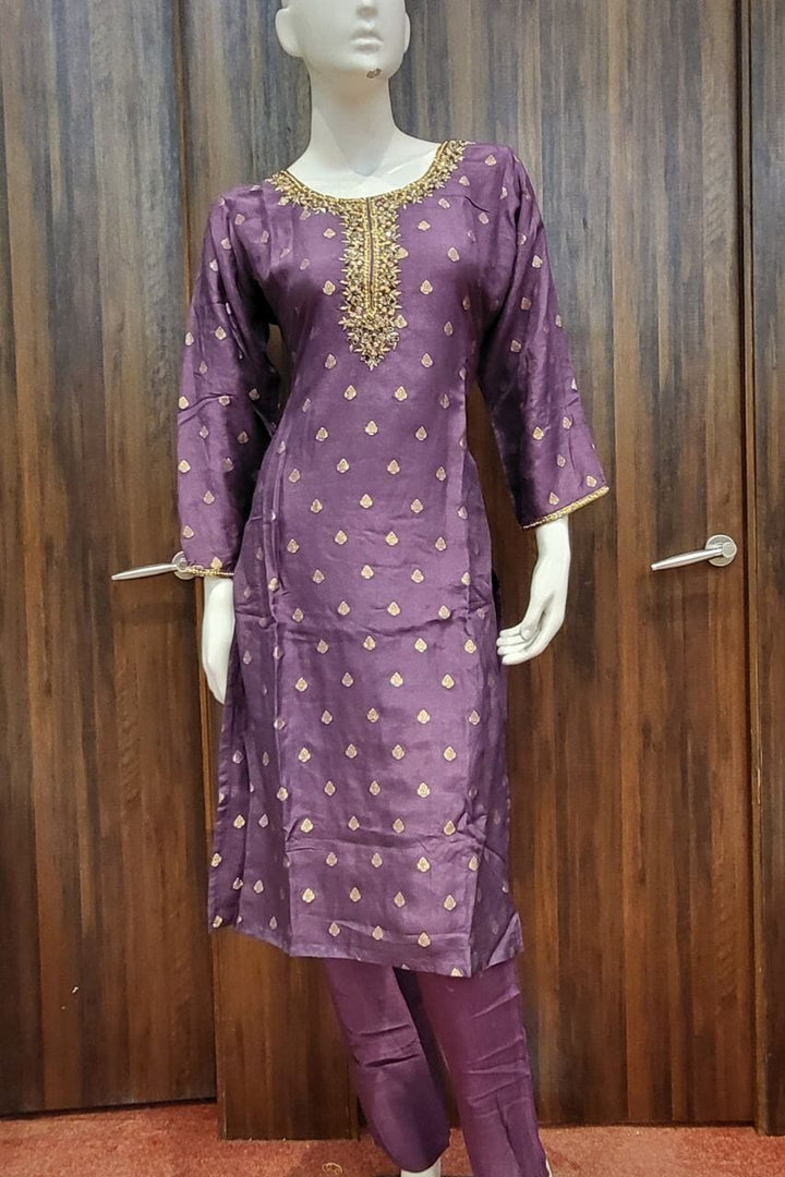 Salwar Kameez with Heavy Dupatta Mauve Color