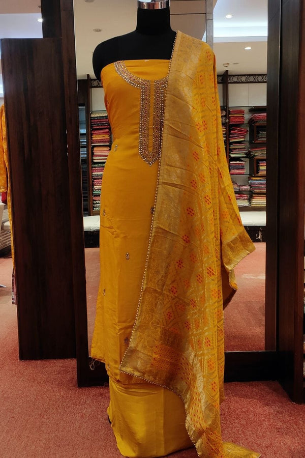 Salwar Suit Piece In Yellow Color