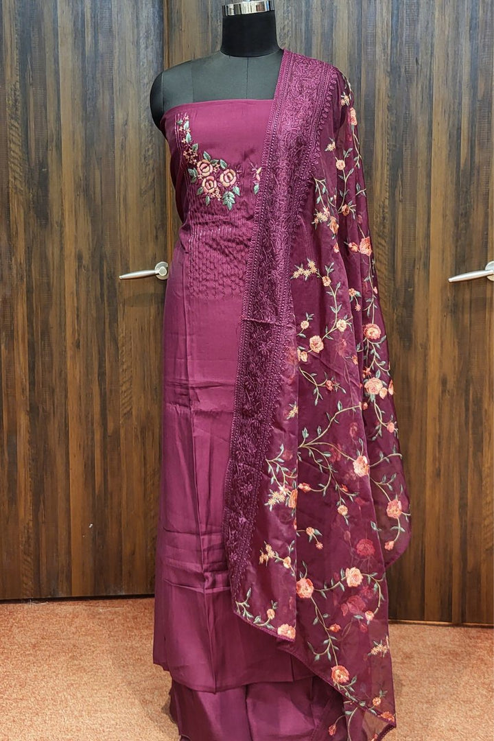 Unstitched Suit Piece with Heavy Dupatta