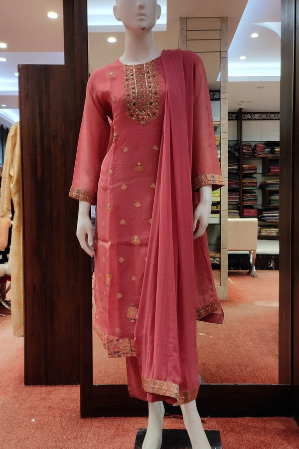 Salwar Suit Set In Peach Color