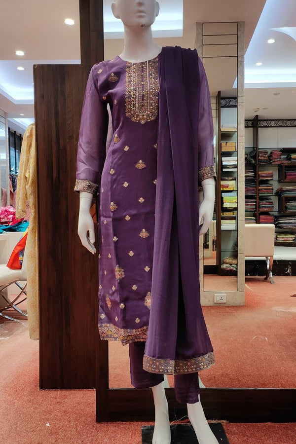 Salwar Suit Set With Dupatta In Organza